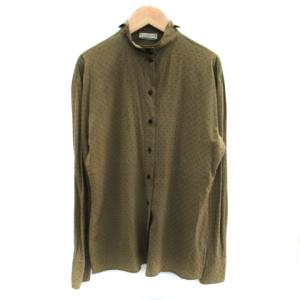 シャツ ブラウス 長袖 ハート柄 シルク 40 L カーキ /SM15