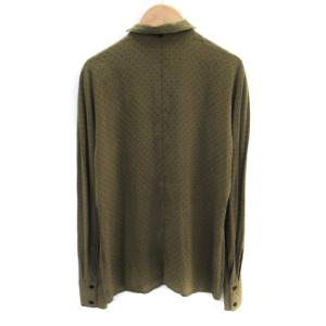 GIANNI VERSACE シャツ ブラウス 長袖 ハート柄 シルク 40 L カーキ /SM15