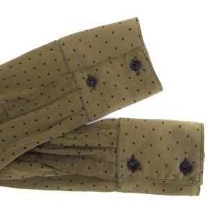 GIANNI VERSACE シャツ ブラウス 長袖 ハート柄 シルク 40 L カーキ /SM15