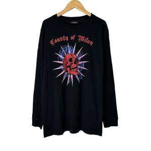 スカルロングTシャツ 黒 ブラック AL