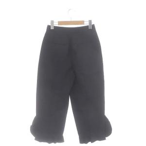 JIL SANDER ナイロンシルク 裾フリルパンツ タック クロップド 30 黒 ブラック /HS OS
