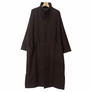 スタンドカラー ウール コート  ロング丈 1 茶 ブラウン ST