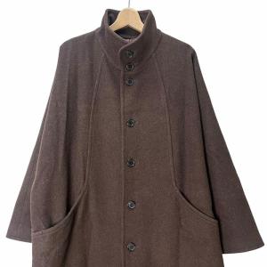 Basisbroek スタンドカラー ウール コート  ロング丈 1 茶 ブラウン ST