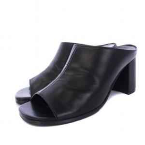 コムデギャルソン スクエアトゥサンダル チャンキーヒール ハイヒール レザー XS 22cm 黒 ブラック