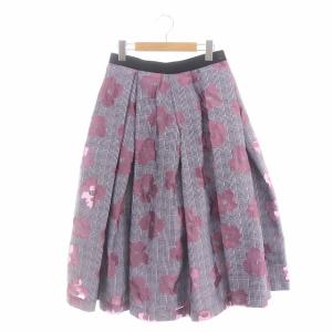 AD2020 チェック×フラワー タックスカート S ブラック ピンク