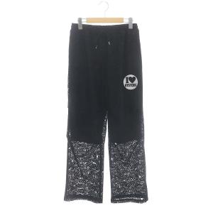 24SS FLAME LOGO柄ジャカード ニータックワイドパンツ M 黒 ブラック /SY OS