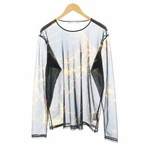 All over print see-through jersey ls top カットソー 長袖 シースルー