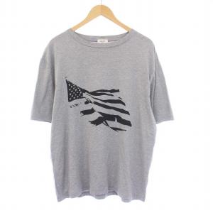FLAG PRINT T-SHIRT Tシャツ カットソー 半袖 プリント グレー /KH ST