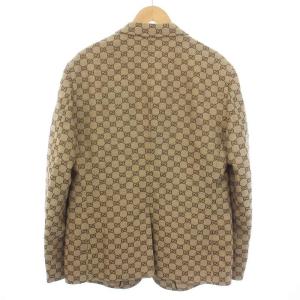 GUCCI GGリネン ブレンド キャンバス テーラードジャケット シングル 2B 48