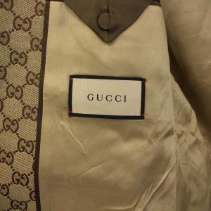 GUCCI GGリネン ブレンド キャンバス テーラードジャケット シングル 2B 48