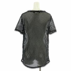 JUNYA WATANABE AD2021 カットソー Tシャツ ボートネック 半袖 メッシュ ストレッチ M 黒 ブラック /NW7