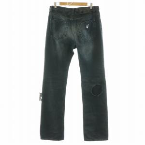 Off-White デニムパンツ ジーンズ ダメージ加工 32 L 黒 ブラック OMYA107R21DEN001 GY18