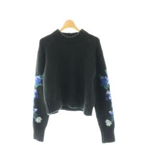 23SS フラワースリーブセーター ニット 長袖 プルオーバー F 黒 ブラック マルチカラー /YQ