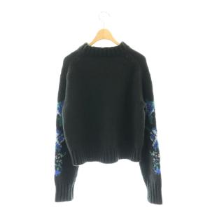 furfur 23SS フラワースリーブセーター ニット 長袖 プルオーバー F 黒 ブラック マルチカラー /YQ