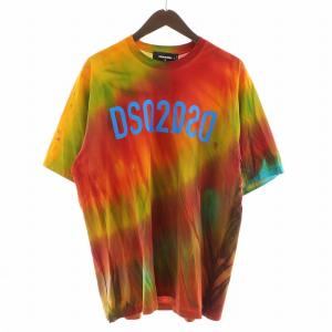 22SS Tシャツ カットソー 半袖 ロゴ プリント グラデーション タイダイ 総柄 M オレンジ 赤