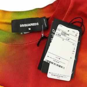 DSQUARED2 22SS Tシャツ カットソー 半袖 ロゴ プリント グラデーション タイダイ 総柄 M オレンジ 赤