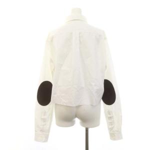 miumiu ロゴ刺繍 エルボーパッチ クロップド ポプリン シャツ 38 ホワイト