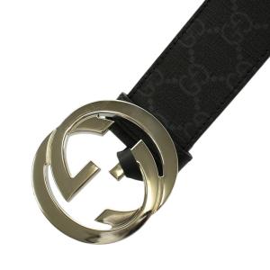 GUCCI GGスプリーム ベルト インターロッキングG GG バックル   90・36 ブラック