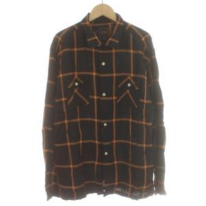 WINDPEN RAYON SHIRTS チェックシャツ 長袖 M 黒 ブラック オレンジ 19'RS-0406