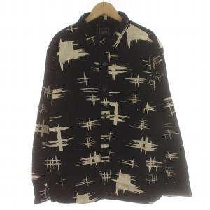 ATOMIC PRINT FLANNEL B.D SHIRT 柄シャツ 長袖 M 黒 ブラック 19'RS-1104