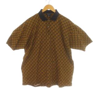 ポロシャツ 総柄 XL ブラウン ネイビー