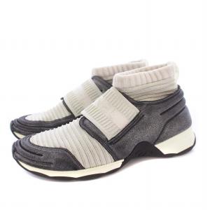 CHANEL ニットスニーカー ココマーク 37.5 グレー