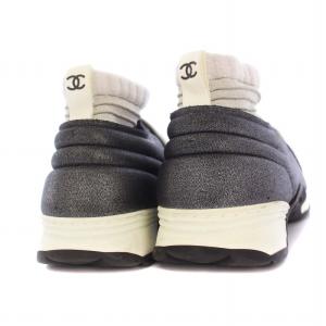 CHANEL ニットスニーカー ココマーク 37.5 グレー