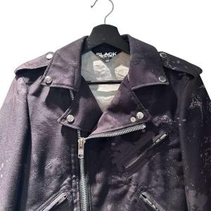 BLACK COMME des GARCONS 18AW ペイント加工 ダブル ライダースジャケット XS ブラック系 1B-J015