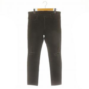 ストレッチ 加工 スキニー デニム パンツ ボタンフライ コットン 11 黒 ブラック /NR OS AD