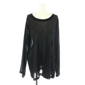 メッシュ カットソー Tシャツ 長袖 L 黒 ブラック EJ224 /DF OS