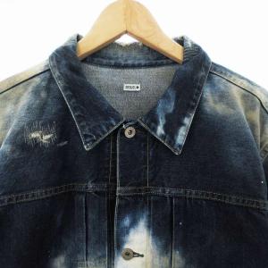 SEQUEL デニムジャケット ペイント加工 ヴィンテージ加工 L ネイビー SQ-21AW-JK-10
