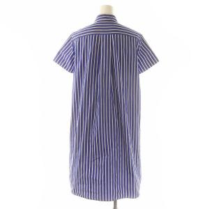 sacai サイドジップ ストライプ シャツワンピース 膝丈 半袖 1 青 白 ブルー ホワイト 18-03618