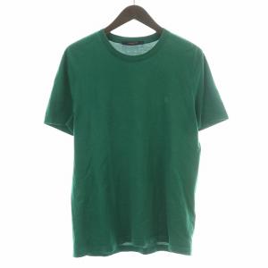 サークルLV刺繍 Tシャツ カットソー 半袖 クルーネック ロゴ ワンポイント M 緑 グリーン /BB