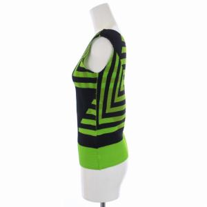 me ISSEY MIYAKE 20SS シフテッド カットソー ノースリーブ 総柄 黒 ブラック 緑 グリーン MI01FR872 /BM