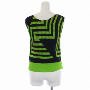 me ISSEY MIYAKE 20SS シフテッド カットソー ノースリーブ 総柄 黒 ブラック 緑 グリーン MI01FR872 /BM