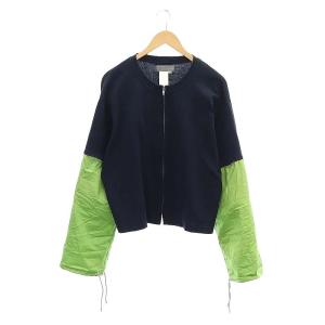 Yohji Yamamoto POUR HOMME コットン スリーブデザイン ジップアップカーディガン M  ネイビー