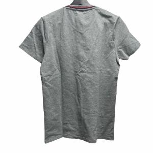 MONCLER Vネック Tシャツ 半袖 カットソー  ライン ロゴ ワッペン ワンポイント M 灰色 グレー AA