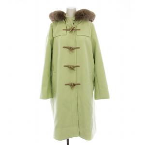 ウールカシミヤメルトンダッフルコート ロング アウター 40 薄緑 ライトグリーン 314-15-0571