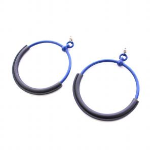 HERMES ループ GM ピアス ブルー ブラック