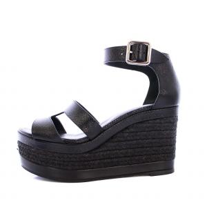 HERMES エスパドリーユ エルダ ウェッジソールサンダル 36 ブラック