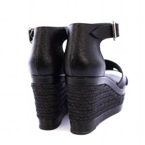 HERMES エスパドリーユ エルダ ウェッジソールサンダル 36 ブラック