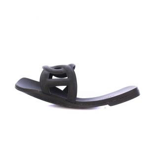 HERMES アロハ シェーヌダンクル フラットサンダル 37 ブラック