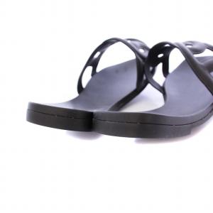 HERMES アロハ シェーヌダンクル フラットサンダル 37 ブラック