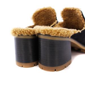 HERMES フロール60 ムートン ミュール 37 ブラック