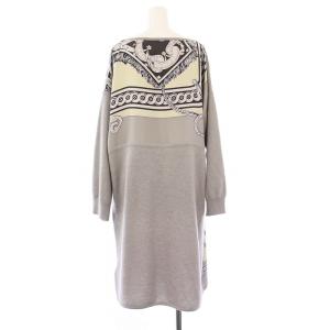 HERMES ツイルレーヌ ワンピース シルク カシミヤ 38 グレー