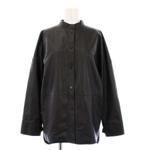 シャツジャケット カウレザー セリエボタン 36 ブラック