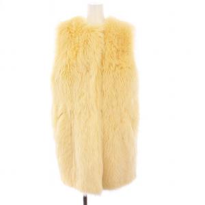 ラムファーベスト ロング アウター 36 べージュ