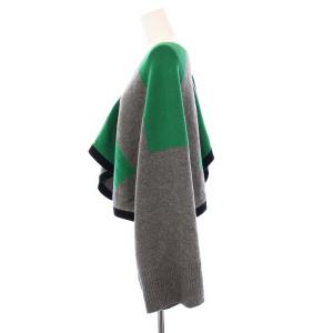 HERMES ニットポンチョ カシミヤ TU グリーン