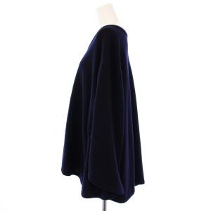 HERMES ニットプルオーバー ワイドスリーブ 七分袖 カシミヤ 42 ネイビー