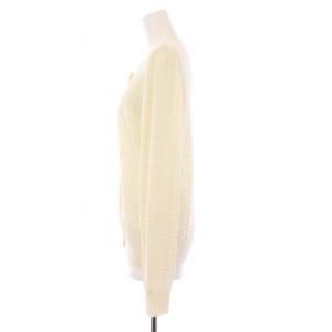 HERMES ニットカーディガン 透かし編み シルク 40 アイボリー